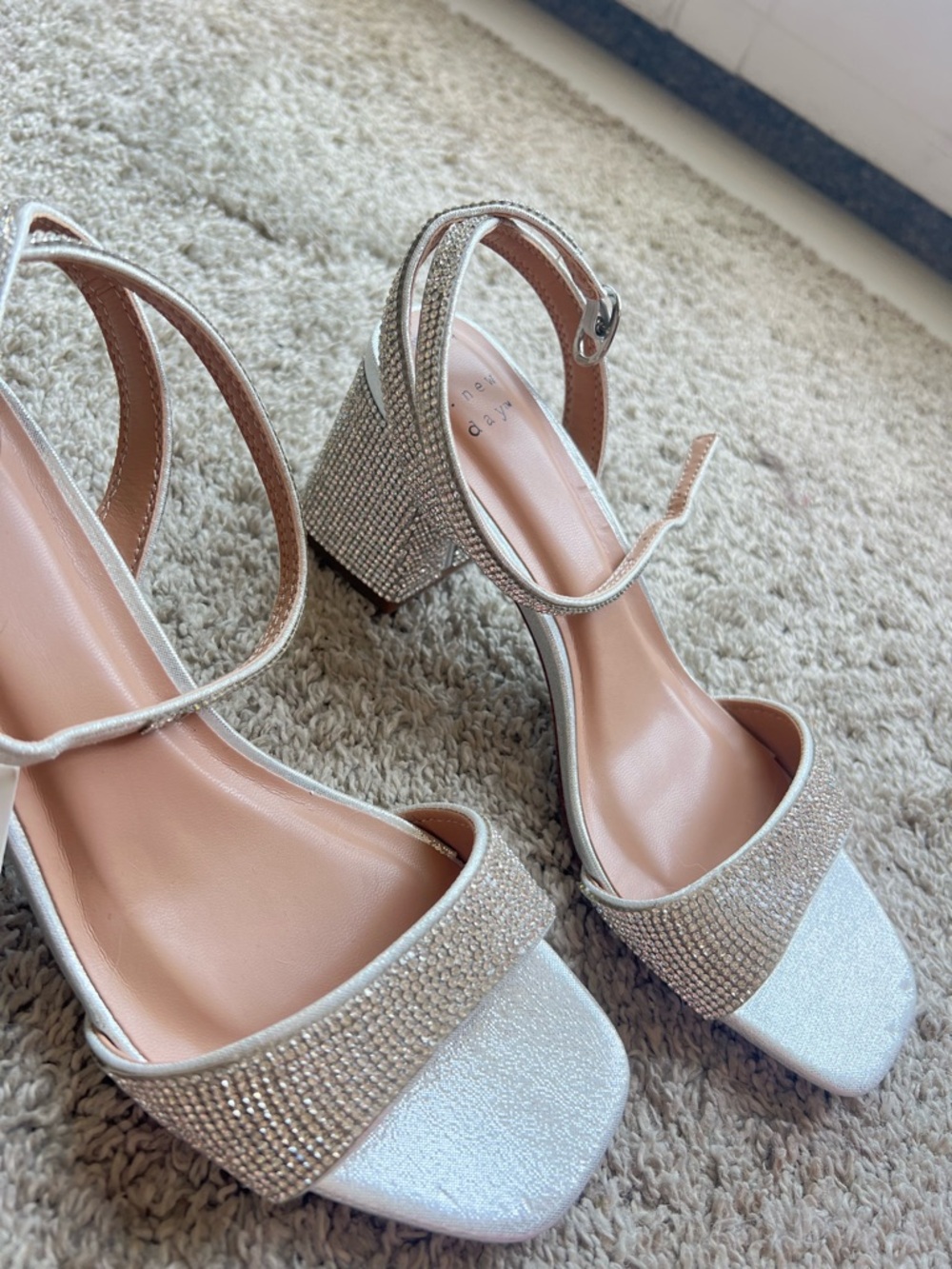 a new day Silver Rhinestone Ankle-Strap Heels. Size 6 - Picture 4 of 5
